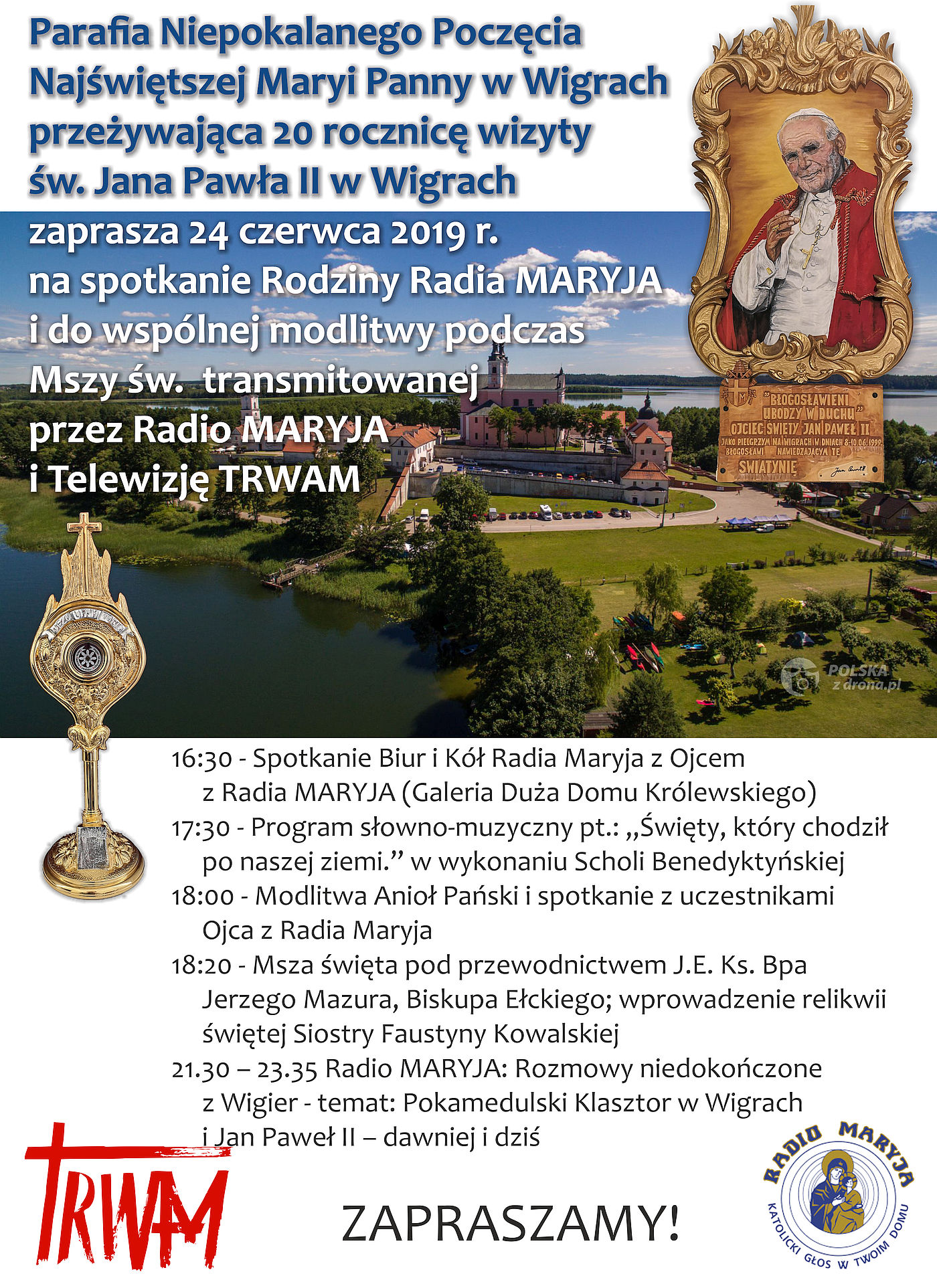24.06.2019 - Wigry: Spotkanie Rodziny Radia Maryja i transmisja Mszy św.